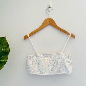 SHEIN | Iridescent White Sequin Crop Top Size Medium